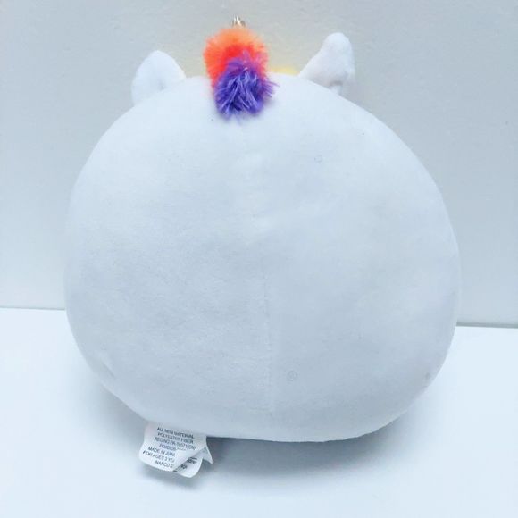 Nanco White 6 Inch Unicorn Squisy Plush With Rainbow Hair - Picture 3 of 10